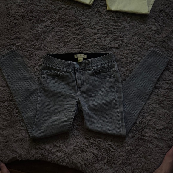 Democracy Black & Gray Plaid womens Pants denim fitted jeans houndstooth size 4 - Picture 3 of 8